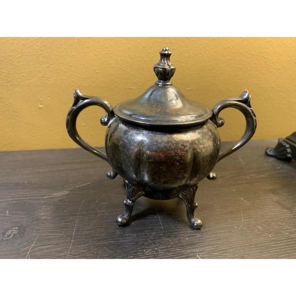 Vintage Sheridan Silver On Copper Sugar Bowl